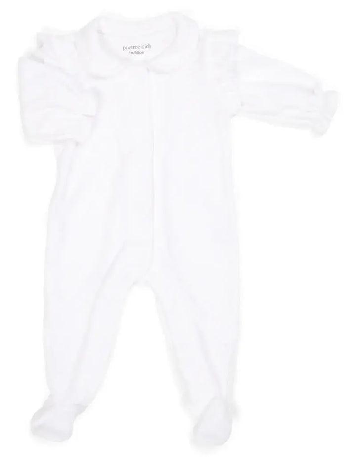 Babypakje velours ruffles (wit) - Poetree Kids