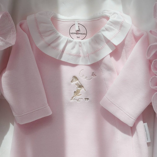 Babypakje velours Pink garden party - Theophile et Patachou