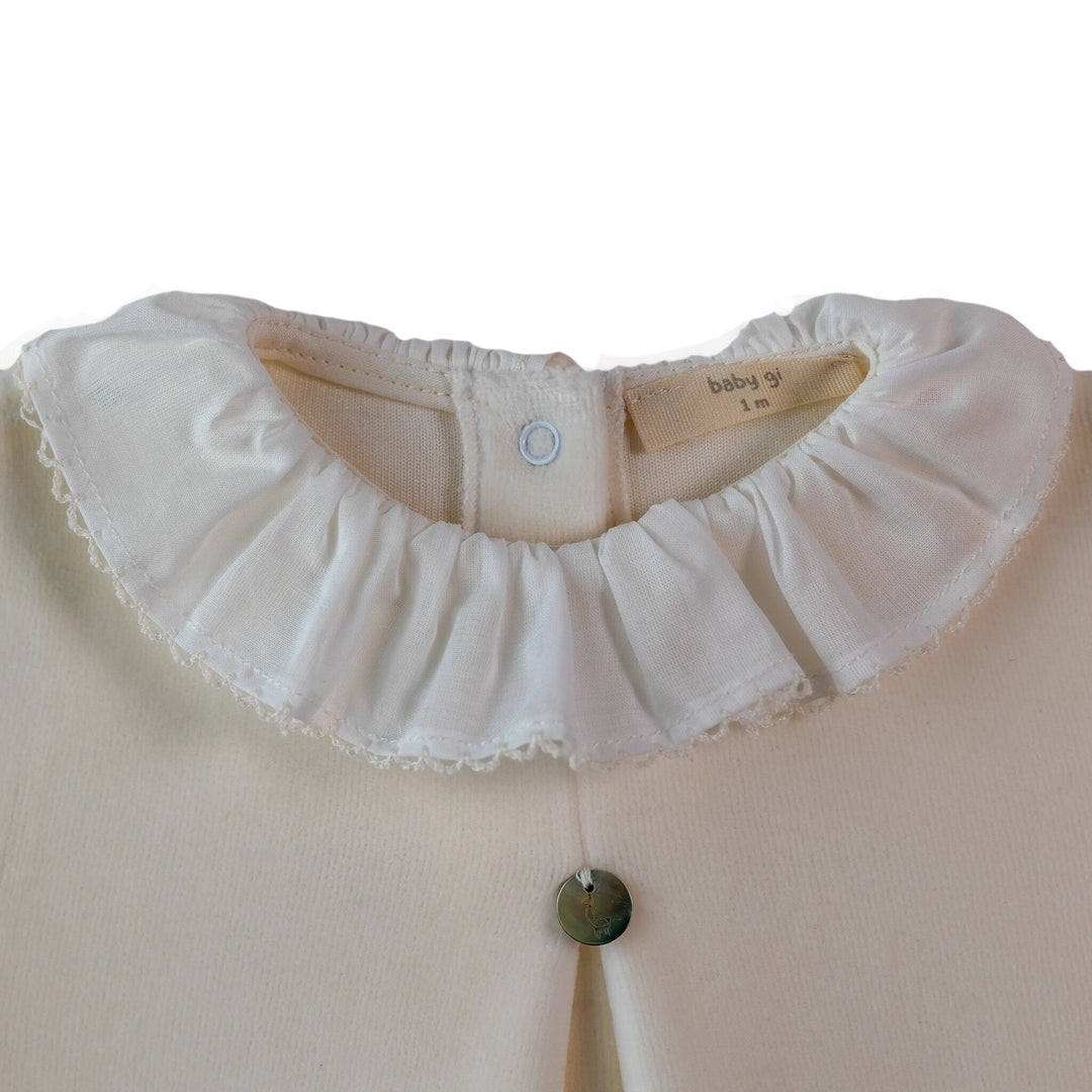 Babypakje velours popeline kraag (beige) - Baby Gi