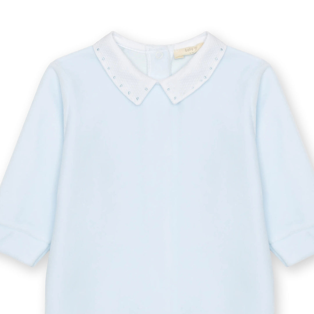 Babypakje velours puntkraag pique (lichtblauw) - Baby Gi