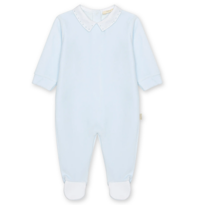 Babypakje velours puntkraag pique (lichtblauw) - Baby Gi