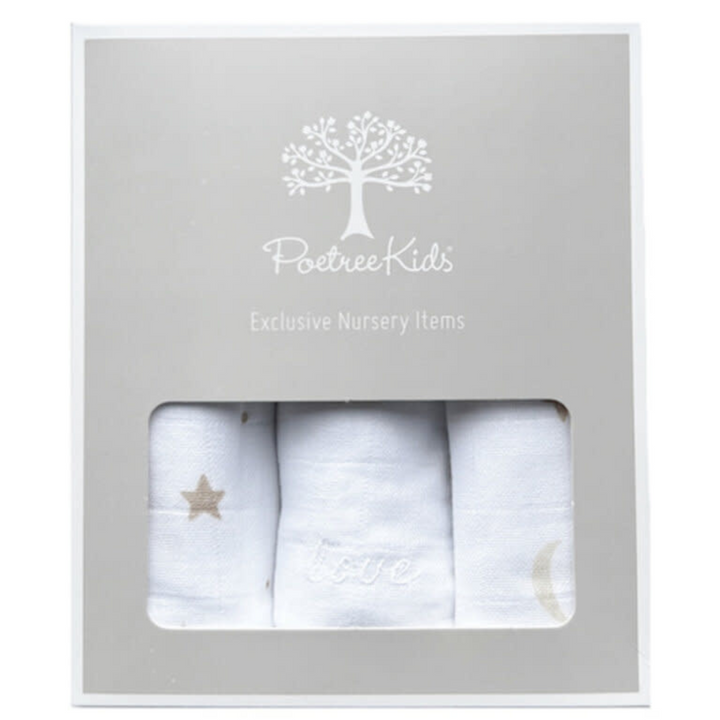 Hydrofiele doekjes 3 stuks Moons & Stars - Poetree