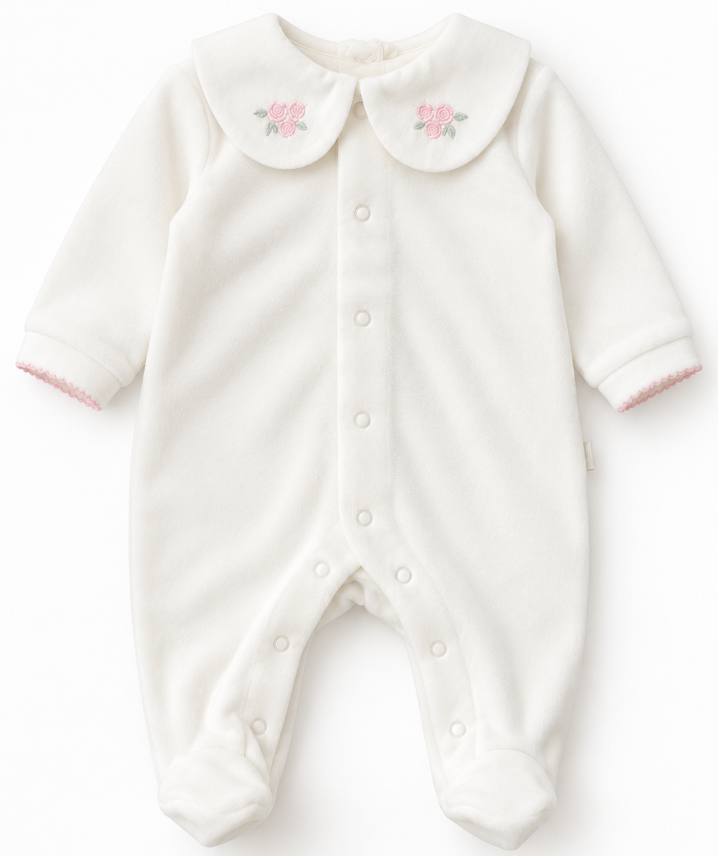 Pureté du Bébé babypakje met bloemkraag | Personaliseerbaar