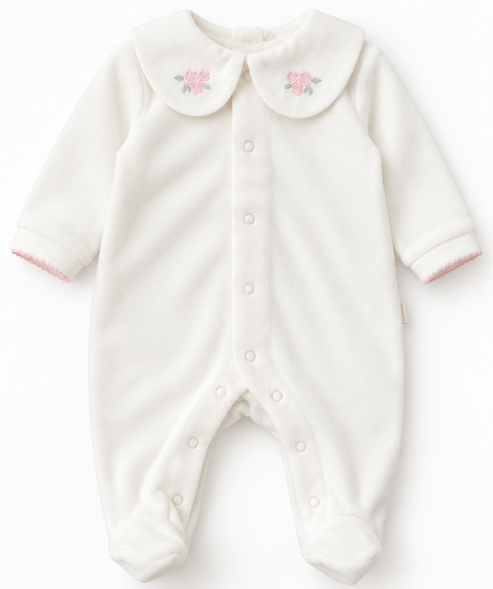 Pureté du Bébé babypakje met bloemkraag | Personaliseerbaar