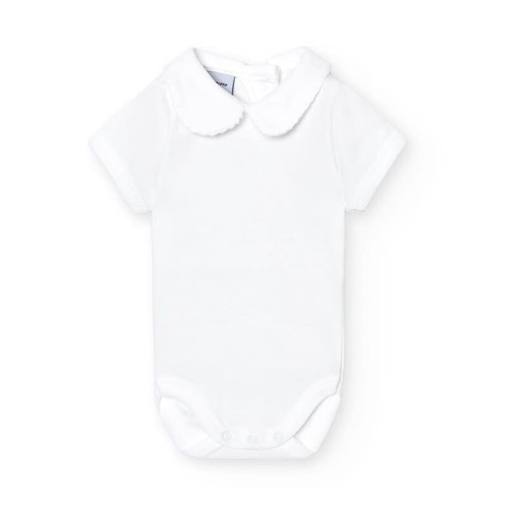 Body/romper ronde kraag korte mouw (wit) - Babidu
