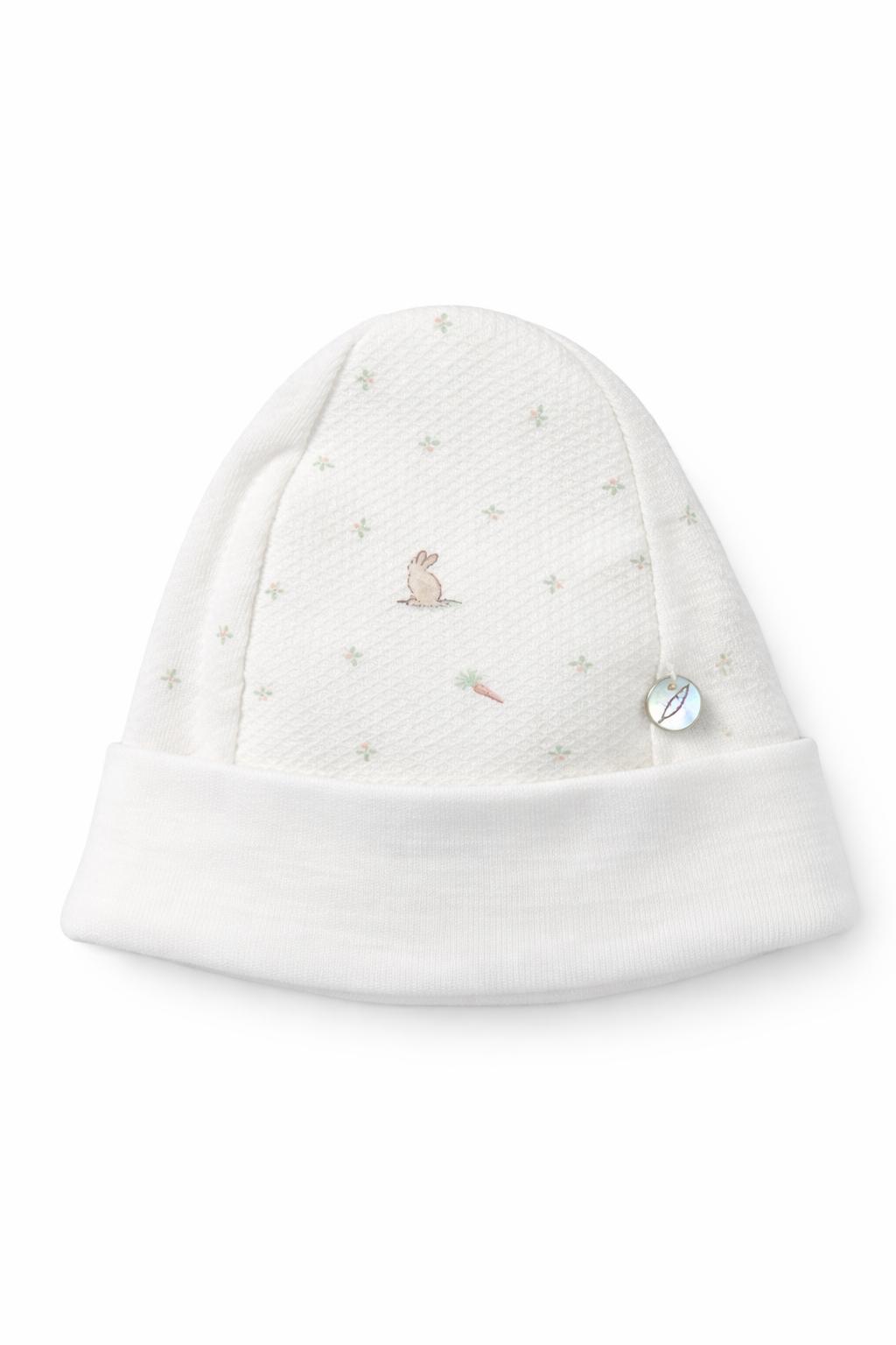 Babymutsje wit met konijntjes – luxe newborn muts - Pureté du Bébé