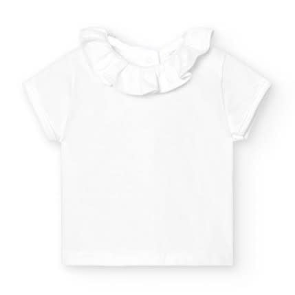 T-shirt Volant korte mouw (wit) - Babidu