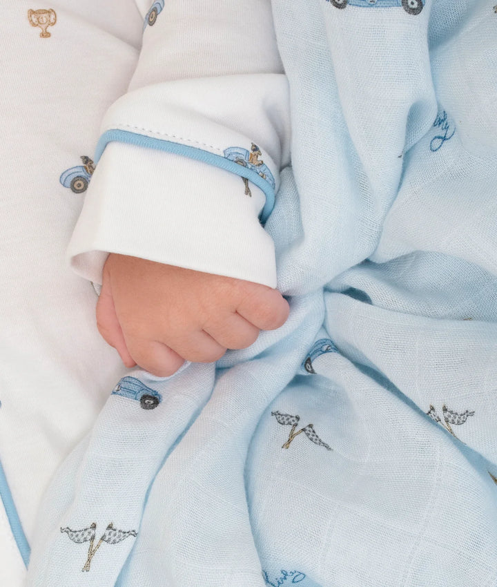 LIVLY Cars Swaddle – Lichtblauw 120 x 120 cm