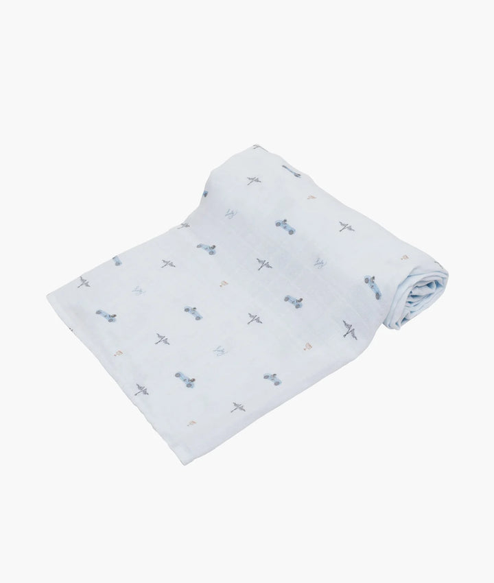 LIVLY Cars Swaddle – Lichtblauw 120 x 120 cm