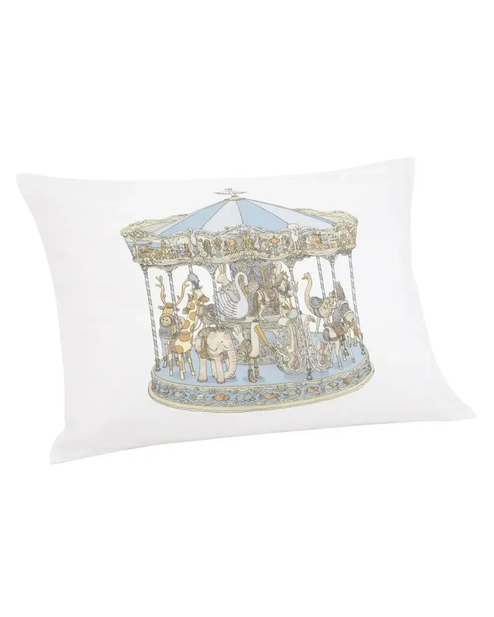 Satin Cushion Cover Carrousel (blue) - Atelier Choux
