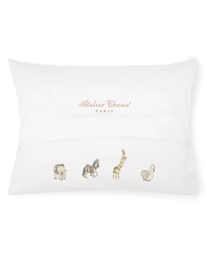 Satin Cushion Cover Carrousel (blue) - Atelier Choux