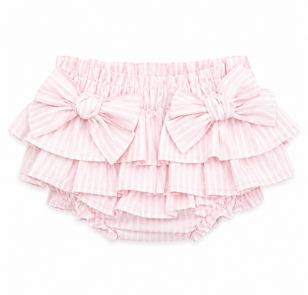 Roze Gestreept Bloomerbroekje met Strikjes voor Baby Meisje