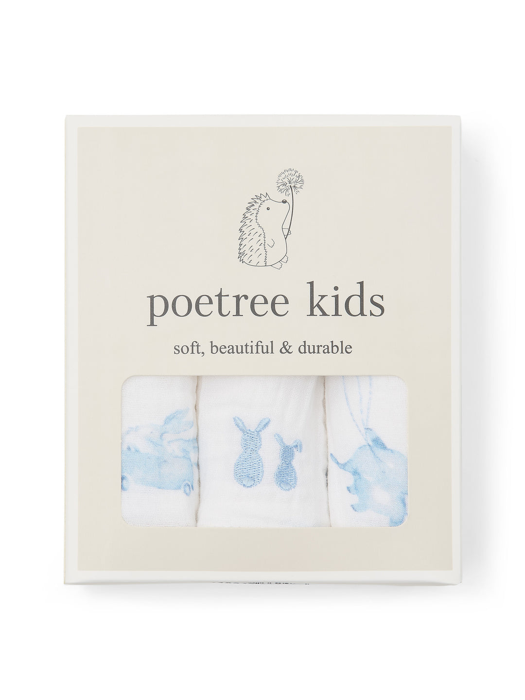 Set van 3 hydrofiele doekjes uit de Blue Dreams collectie van het merk Poetree Kids