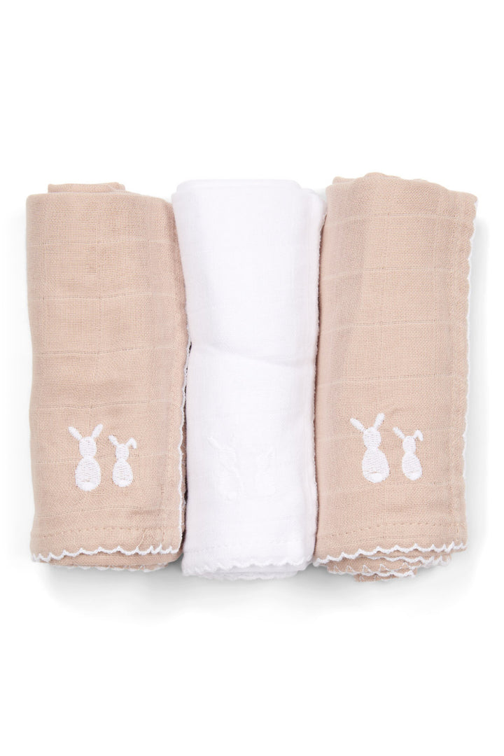 set an 3 hydrofiele doeken in camel en wit afmeting 60x60 van het merk Poetree Kids