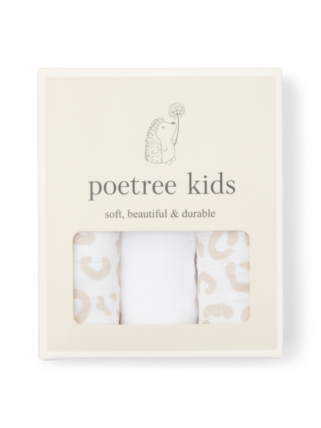 Doosje met 3 hydrofiele doekjes in leopard print van het merk Poetree Kids