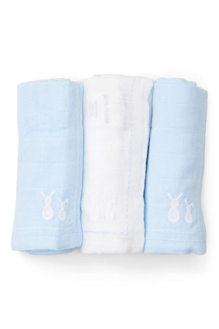 3 hydrofiele doeken uit de Poetree kids collectie in het lichtblauw en wit afmeting 60x60