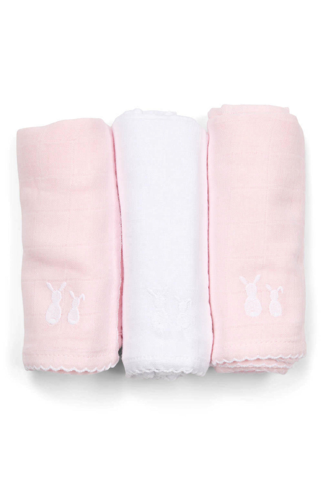 3 hydrofiele doekjes in wit en lichtroze 60x60 van het merk Poetree Kids