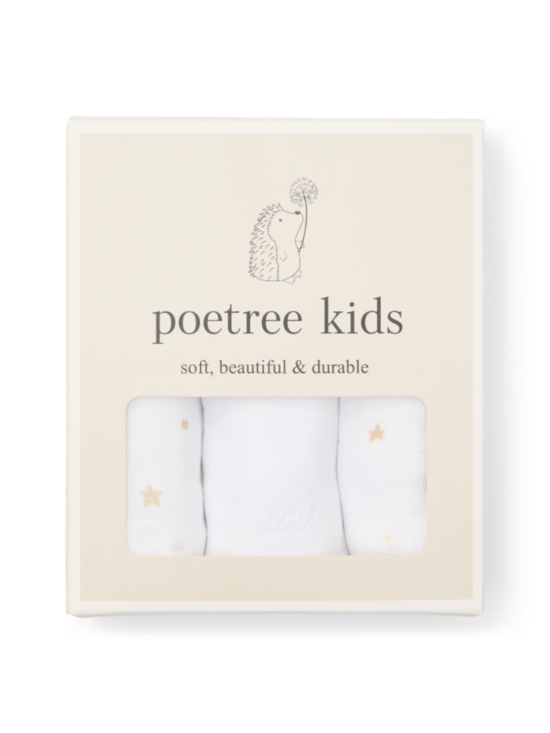 Doosje met 3 hydrofiele doekjes uit de Moons & Stars Collectie van Poetree Kids