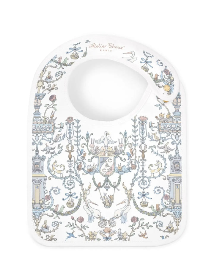 Satin Bib Toile de Jouy (lichtblauw) - Atelier Choux