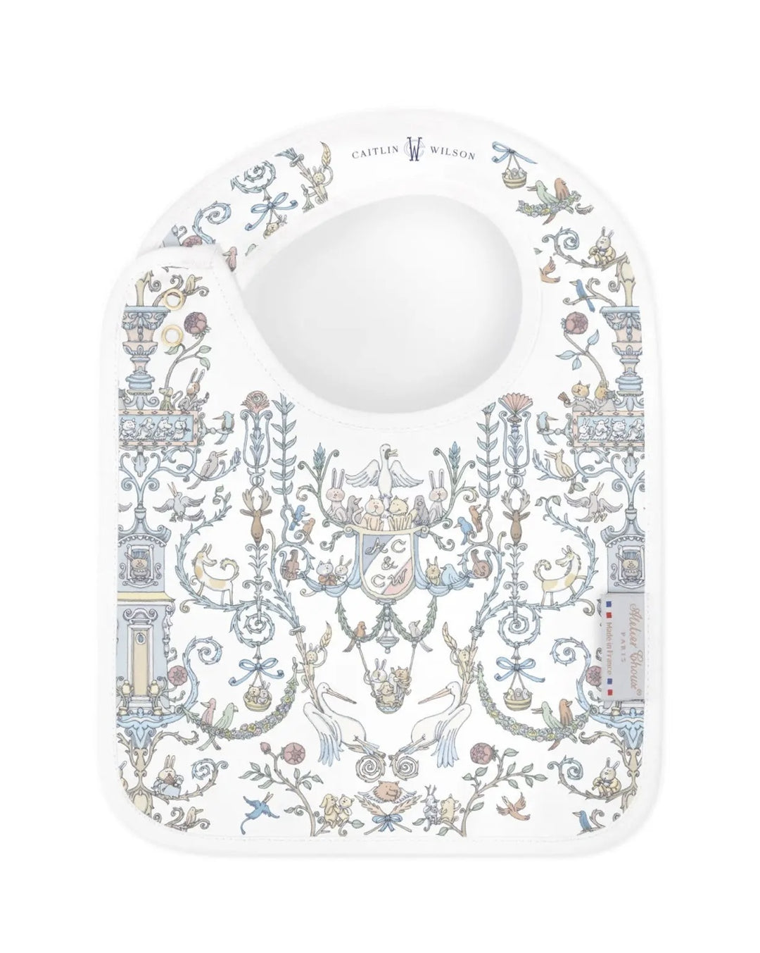 Satin Bib Toile de Jouy (lichtblauw) - Atelier Choux