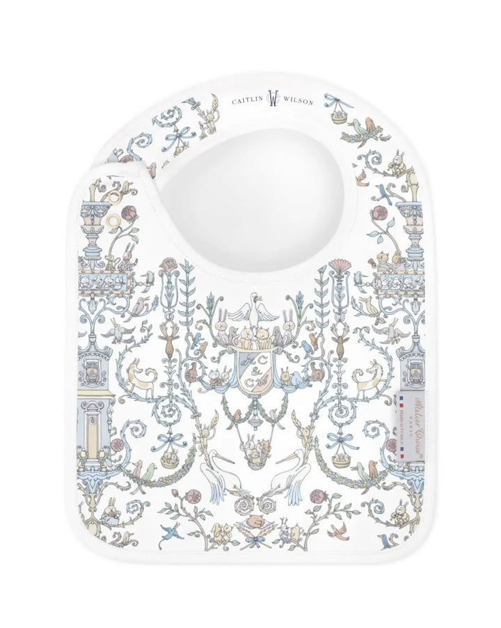 Satin Bib Toile de Jouy (lichtblauw) - Atelier Choux