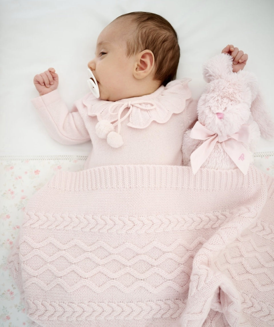 Deken Cashmere gebreid (lichtroze) - Theophile et Patachou