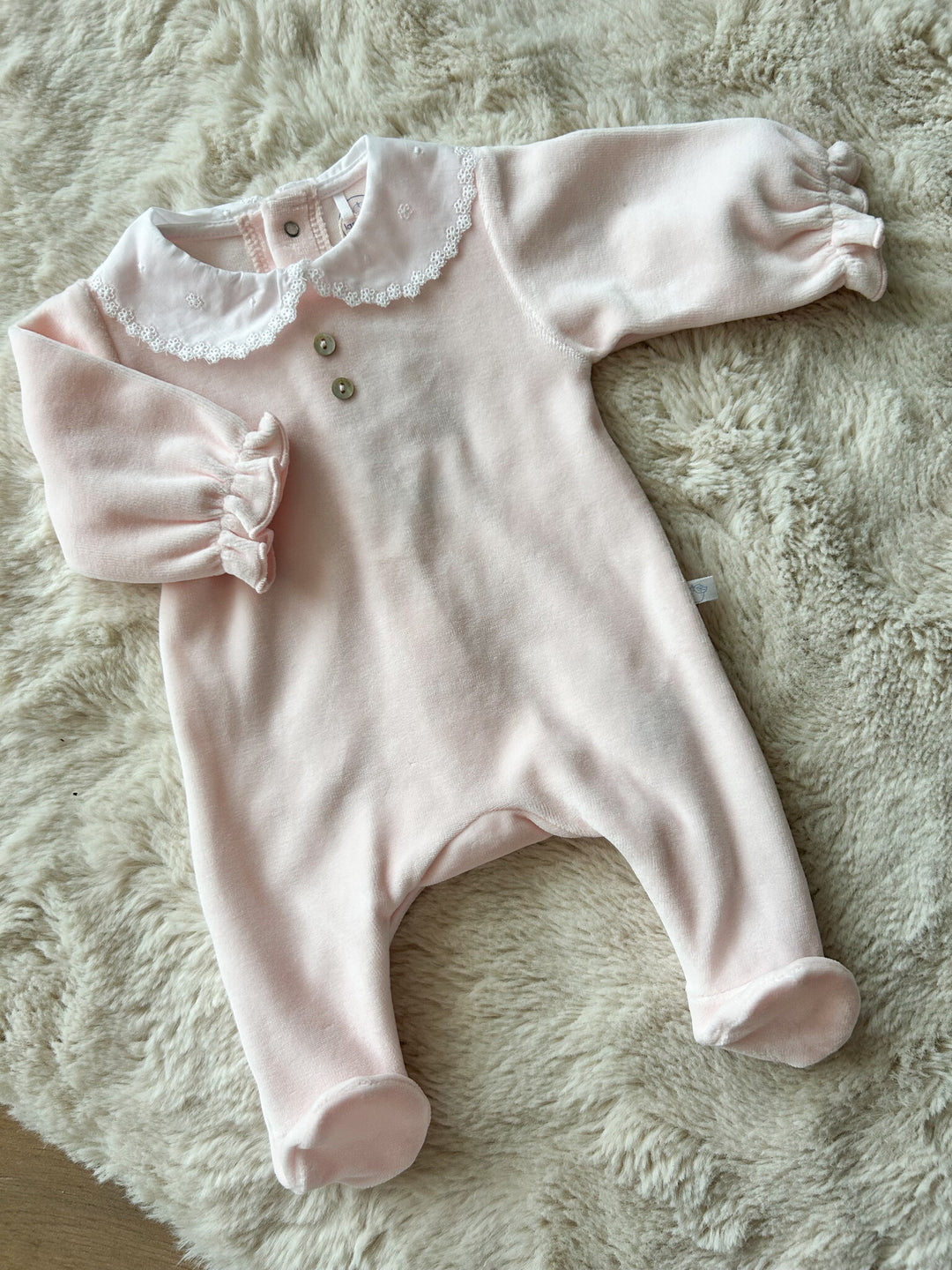Babypakje broderie kraag (peach pink)