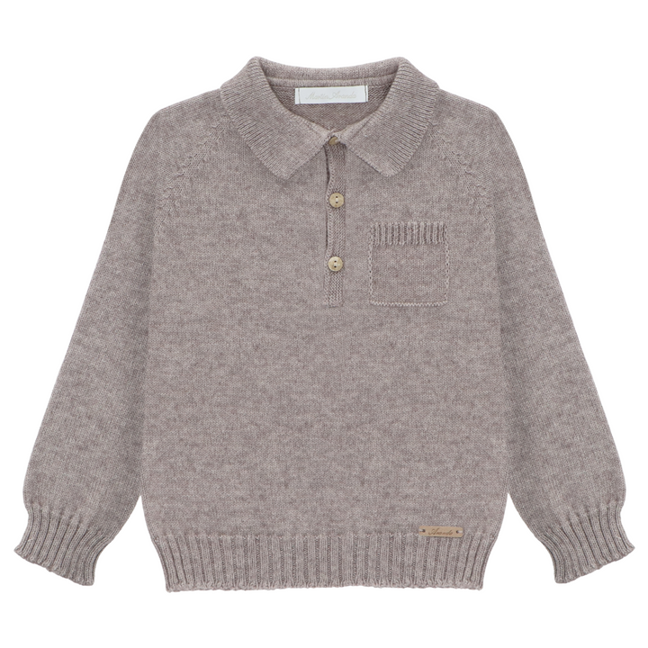 Polo gebreid (taupe) - Martin Aranda