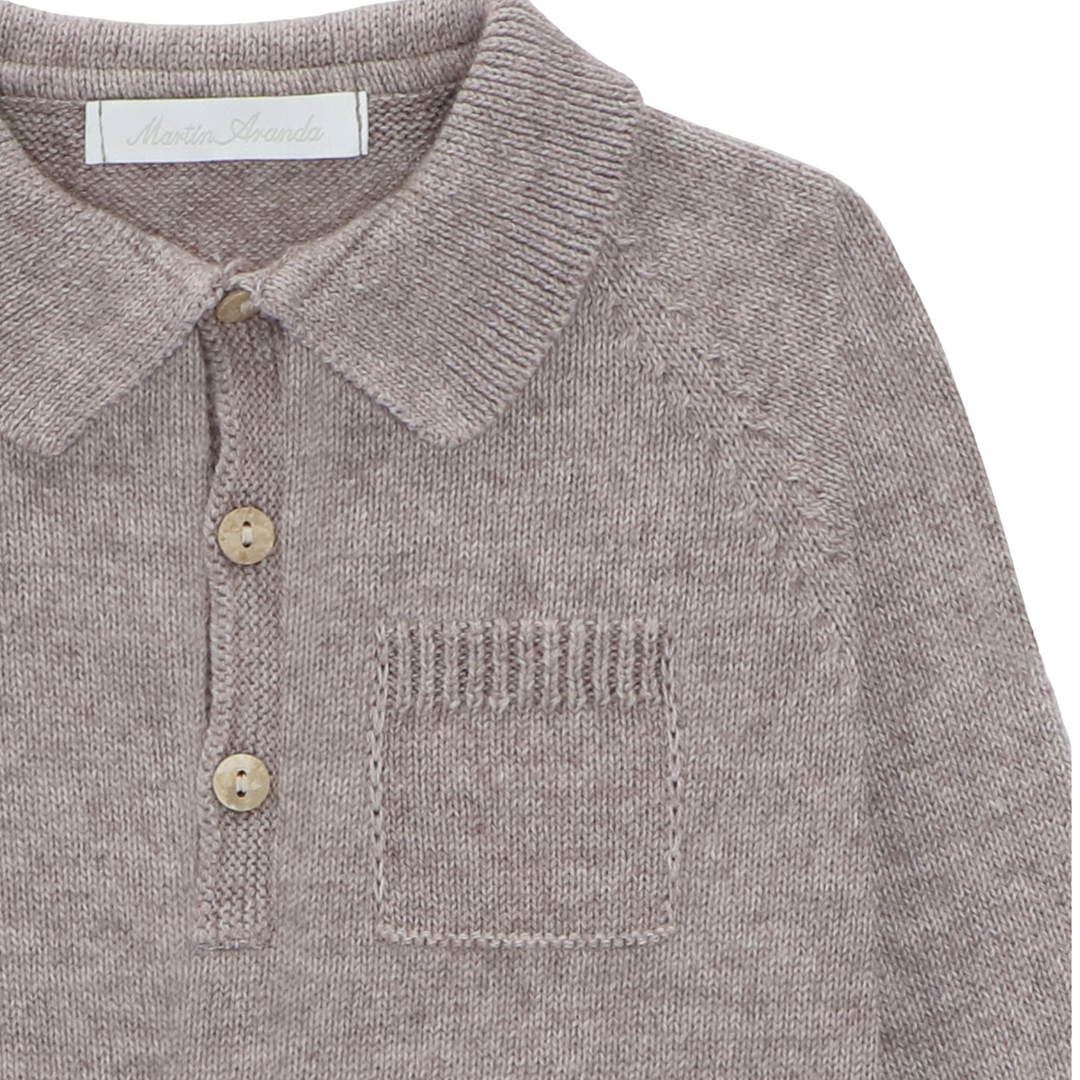 Polo gebreid (taupe) - Martin Aranda