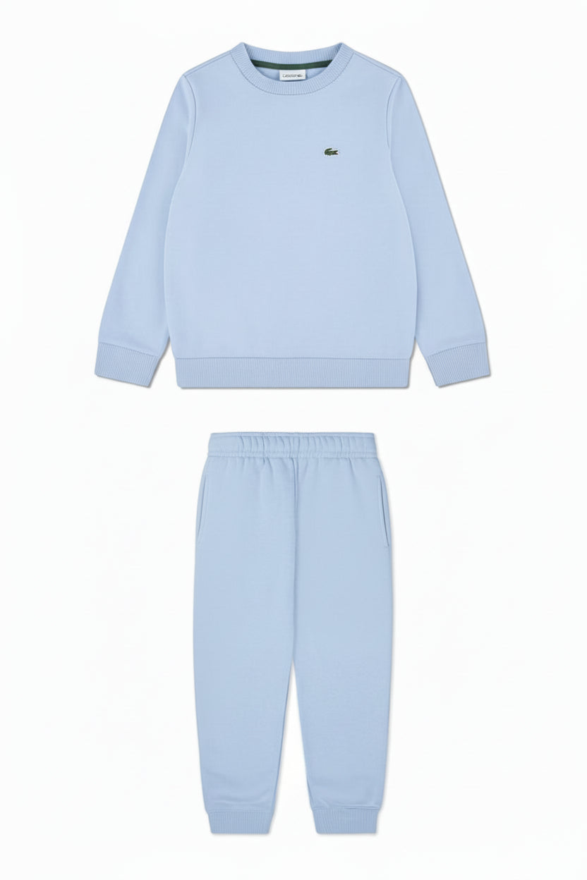 Lacoste kids sweater lichtblauw met ronde hals en krokodillenlogo