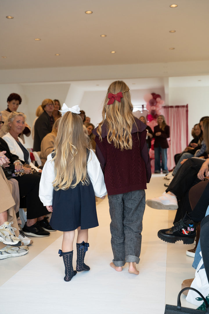 Jurk plisse/strik  (Marine blauw) - Dr.Kid