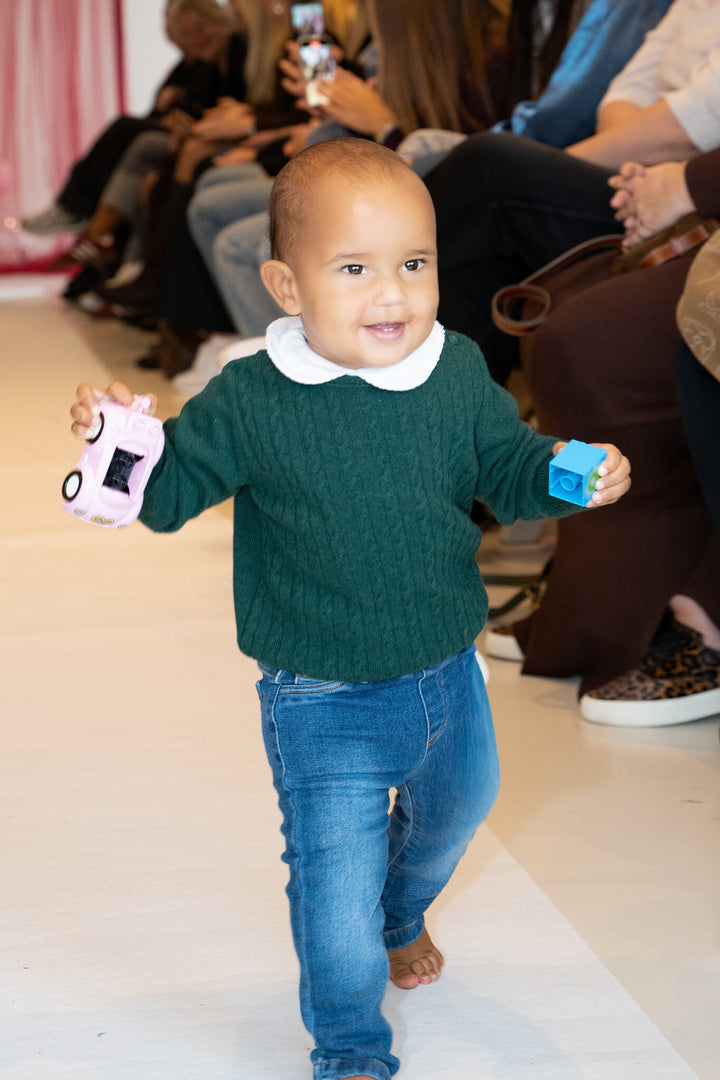 Trui kabel gebreid  (Donkergroen) - Dr. Kid