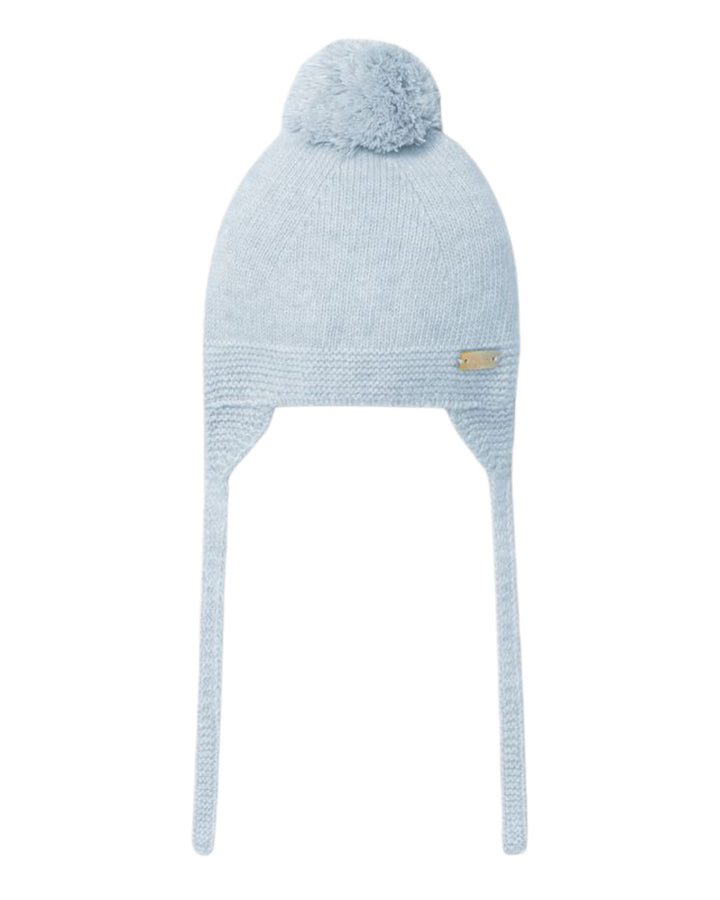 Muts knitted pompon (lichtblauw) - Laranjinha