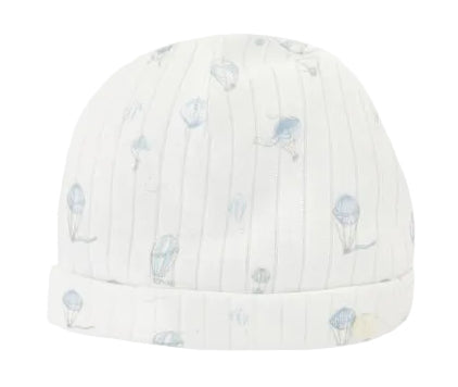 Crèmekleurig babymutsje van Tartine et Chocolat met luchtballon print, gemaakt van 100% katoen