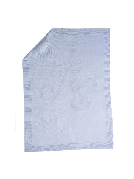 Deken Monogram (lichtblauw) - Tartine et Chocolat