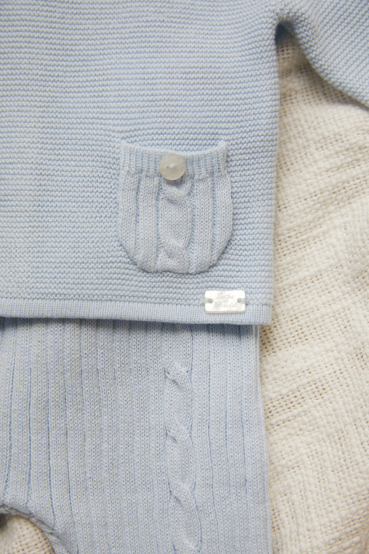 Babypakje 2-delig gebreid (lichtblauw) - Tartine et Chocolat