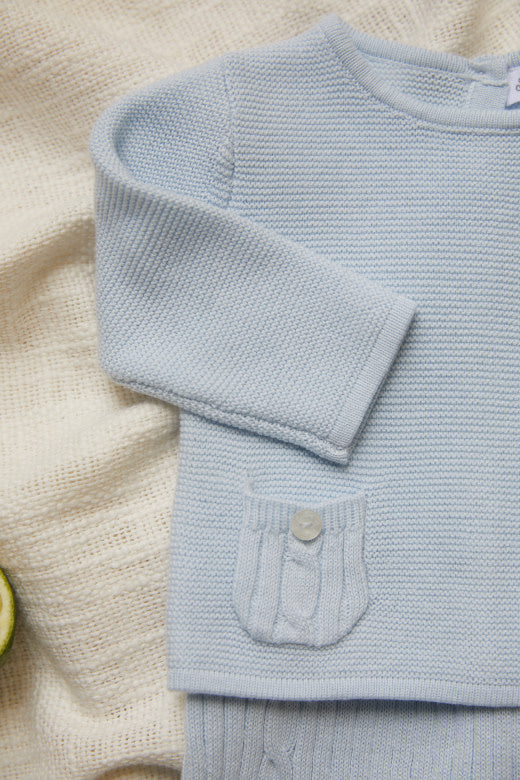 Babypakje 2-delig gebreid (lichtblauw) - Tartine et Chocolat