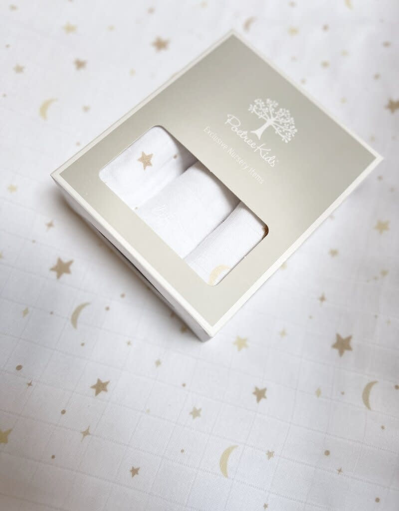 Hydrofiele doekjes 3 stuks Moons & Stars - Poetree