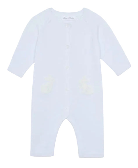 Lichtblauw boxpakje van Tartine et Chocolat met konijnenapplicatie en knoopsluiting