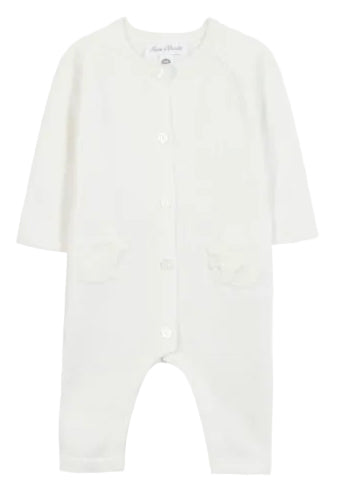 Crèmekleurig boxpakje van Tartine et Chocolat met konijnenapplicatie en knoopsluiting