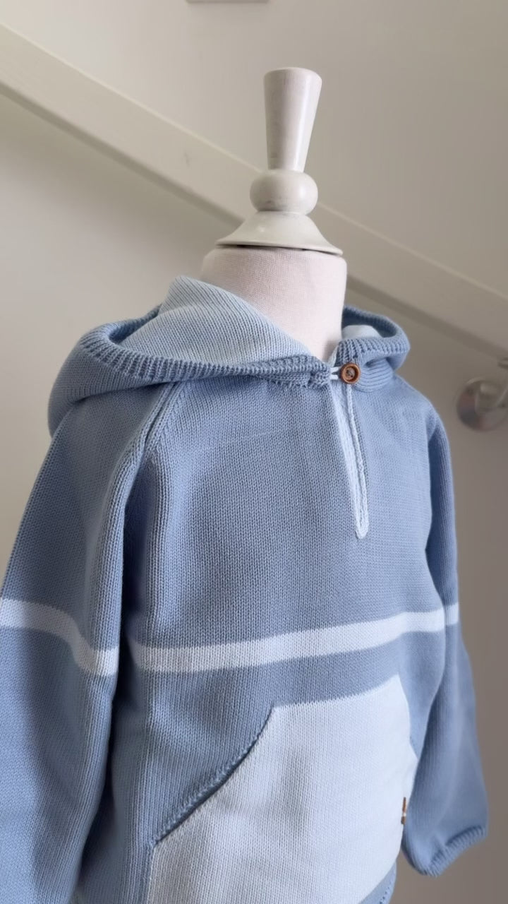 Granlei Tweedelige Gebreide Winterset met Capuchon – Blauw