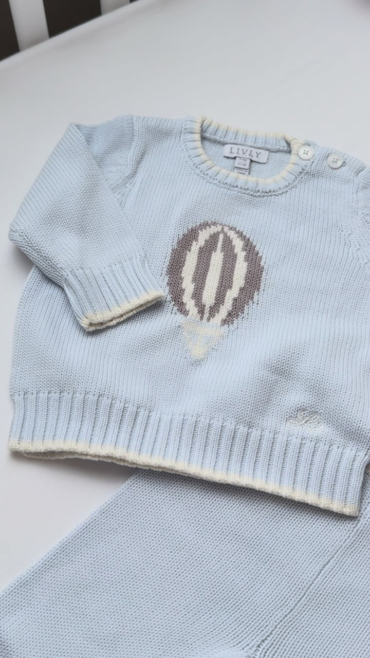 LIVLY Air Balloon Gebreide Babyset – Lichtblauw