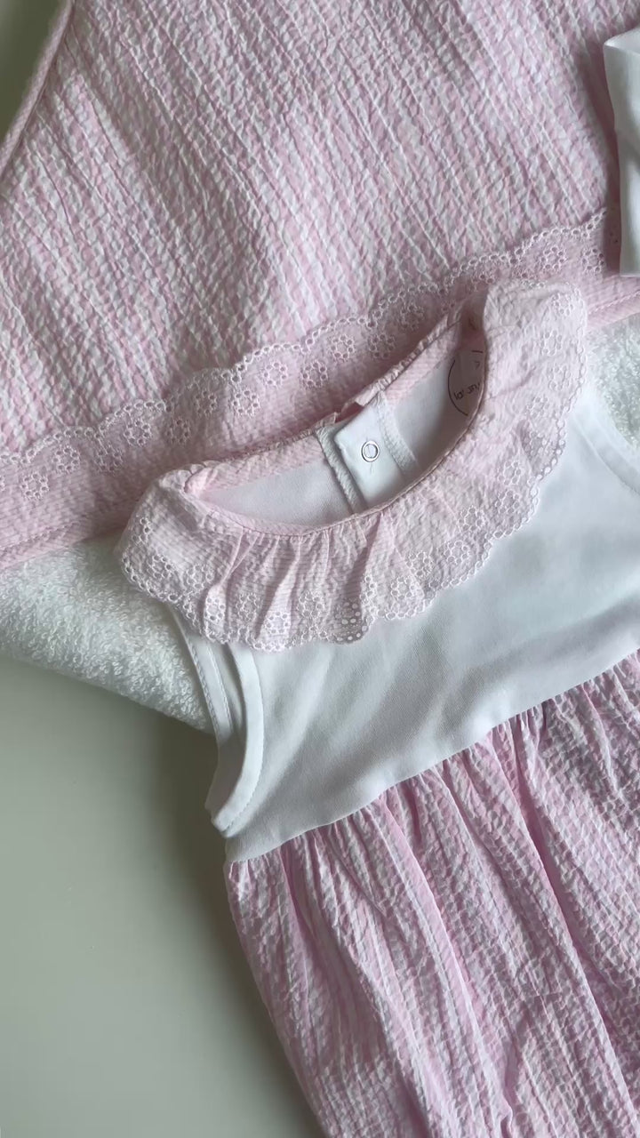Babypakje seersucker broderie - Laranjinha