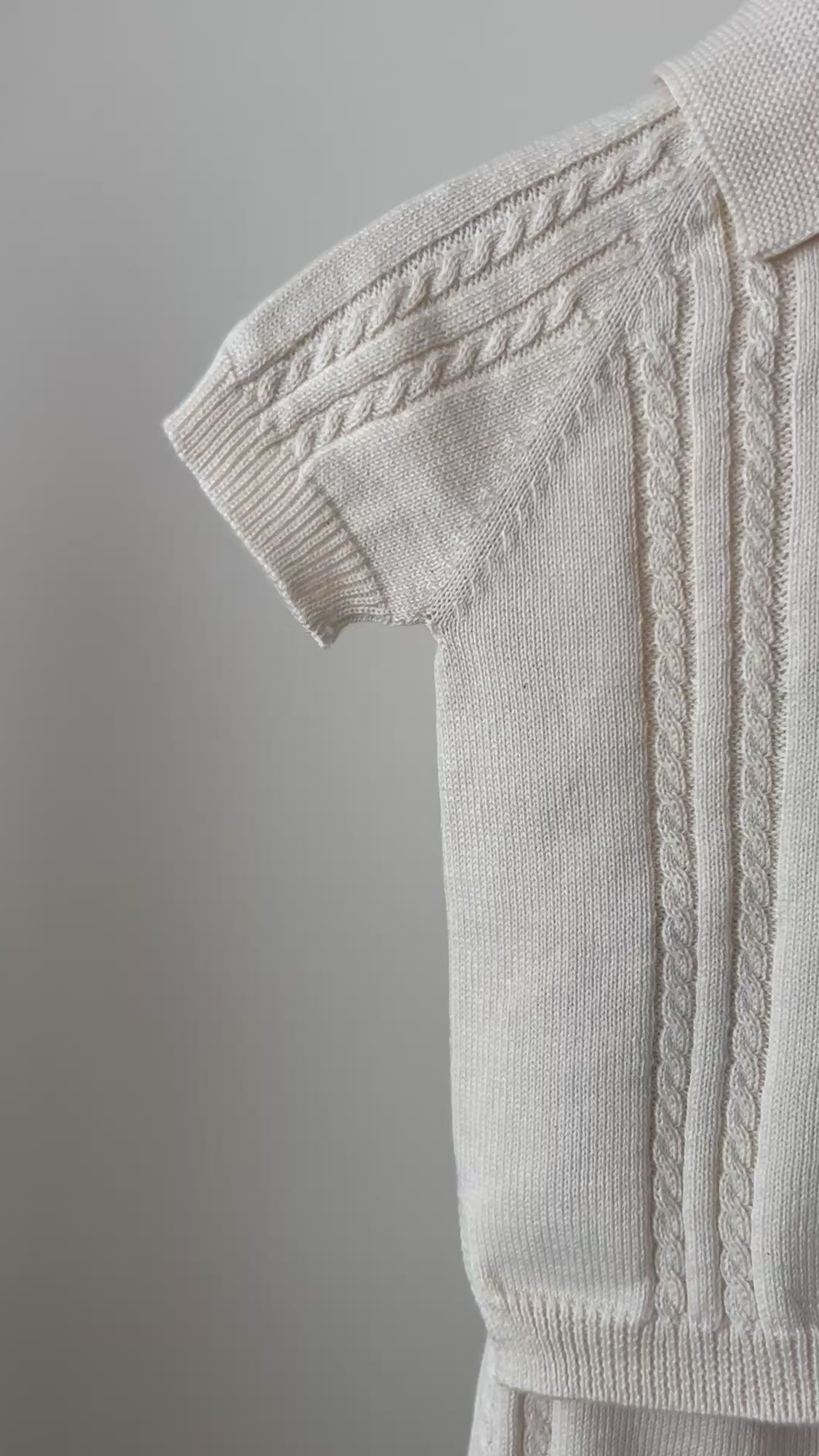 Gebreide baby set polo & short off white – Wedoble