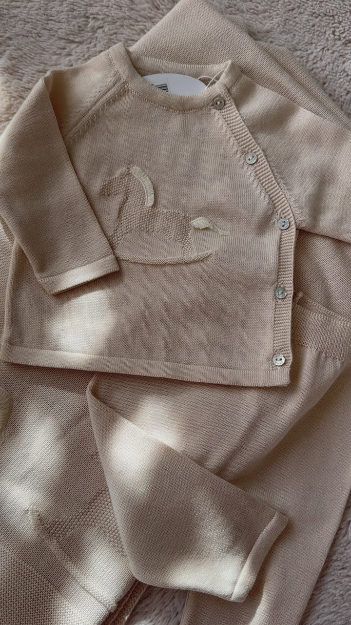 Dr. Kid Tweedelige Babyset Organic Katoen met Hobbelpaard – Beige