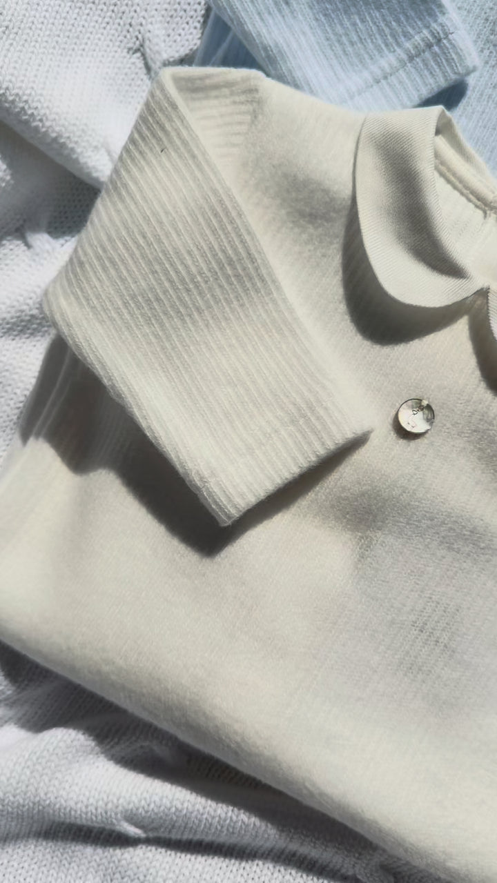 Baby Gi Fijn Gebreid Boxpakje met Kraag | Lichtblauw, Lichtroze & Offwhite