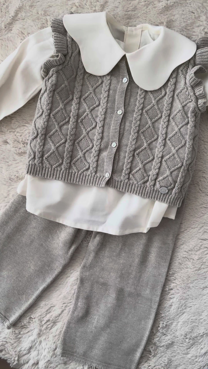 Martin Aranda 2-delige gebreide set met gilet & wide leg broek