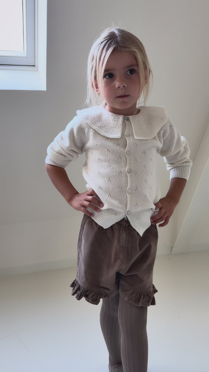 Wedoble ribbed cotton shorts brown with ruffle | Baby & kids
