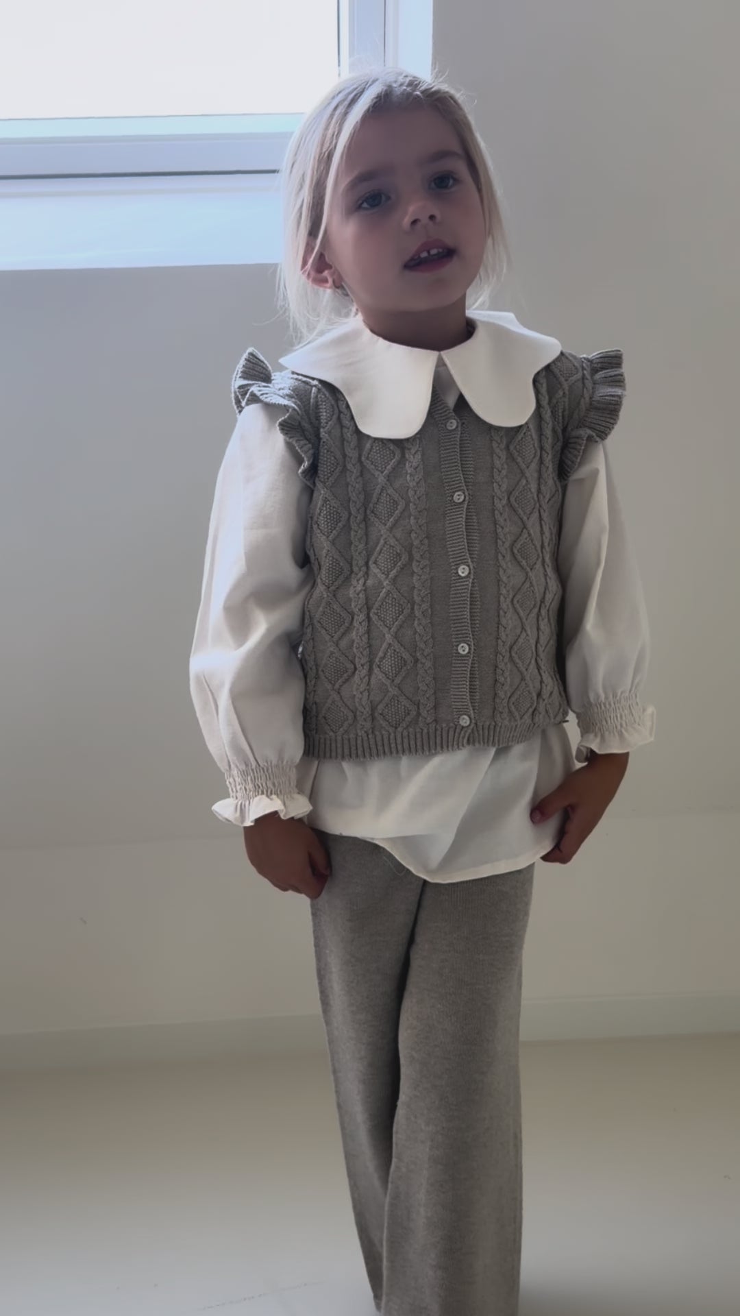 Martin Aranda 2-delige gebreide set met gilet & wide leg broek