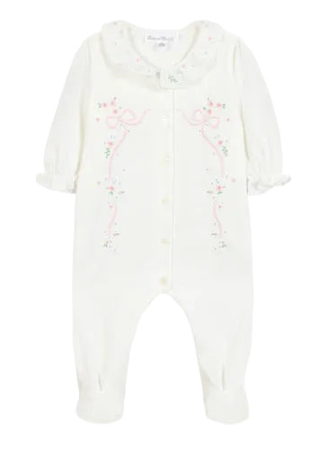 Crèmekleurige boxpakje van Tartine et Chocolat met borduursels en sierlijke kraag van 100% katoen